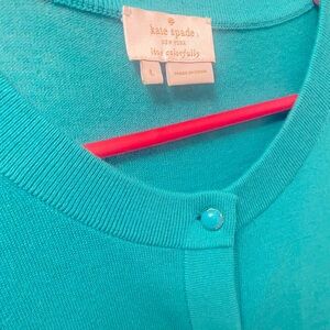 Kate Spade Turquoise Elbow-Sleeve Buttoned Cardigan Size L